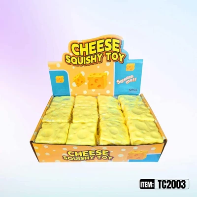 TC2003, Squishy Square Cheese Stress Relief Toy 2.7", 887258040039