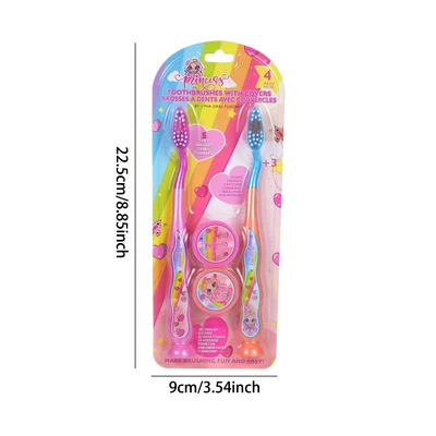68038, Oral Fusion Kids Princess Toothbrush & Cap 4PK Set, 191554680388