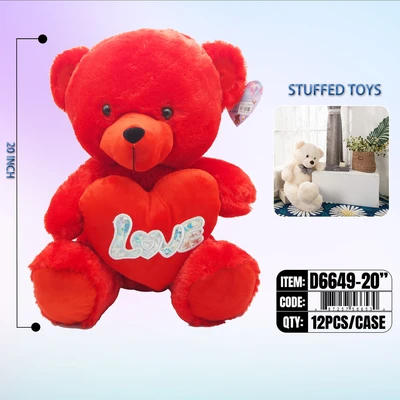D6649-20", BEAR RED W. HEART 20", 887257566530