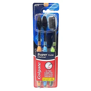 CTB-SF3-C, Colgate Toothbrush Super Flexi 3PK Charcoal Soft, 9556031312434