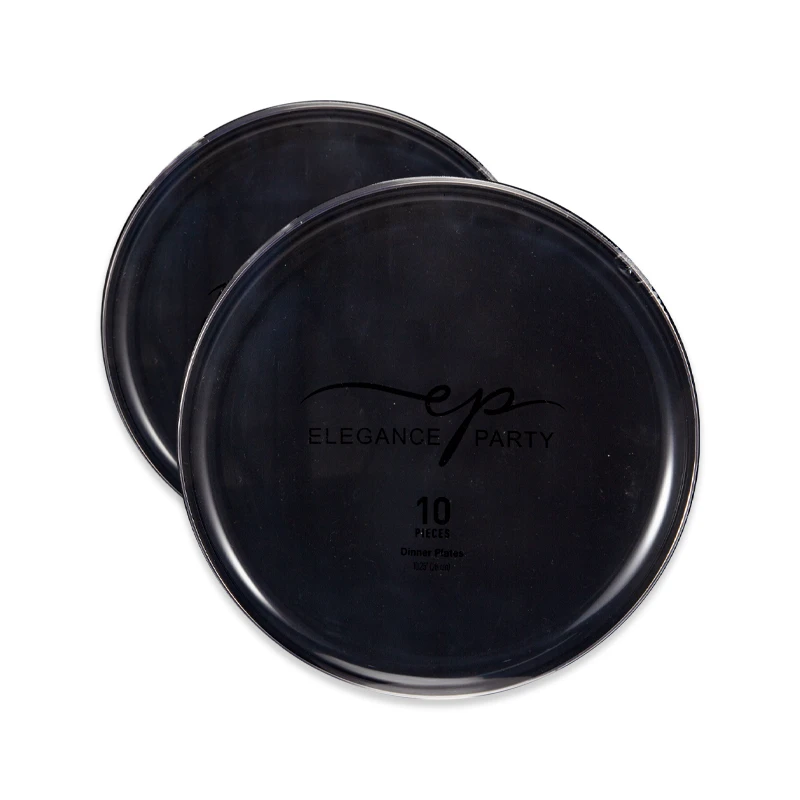 Elegance Party Edge 10PK 10.25" Dinner Plate Black+Silver