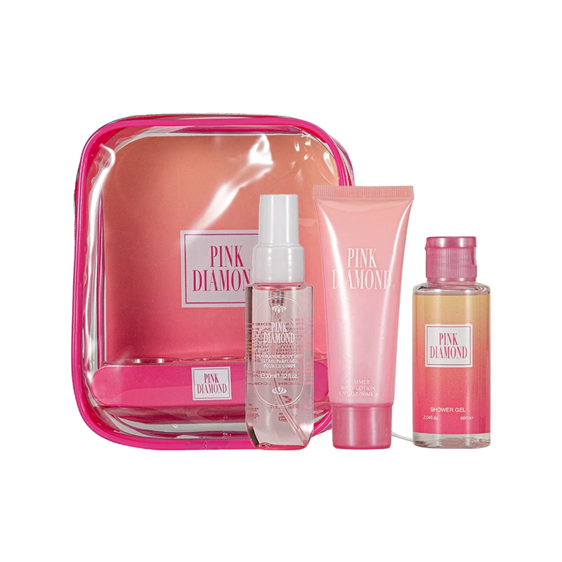 Women's 3pcs Bag Gift Set PINK DIAMOND 1.02fl.oz Body Mist 2.04fl.oz Shower Gel 1.7fl.ozBody Lotion