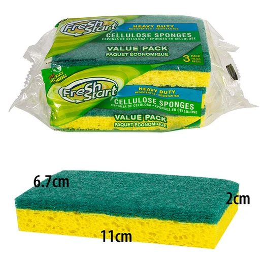 32219, Fresh Start Heavy Duty Cellulose Sponges 3pk, 191554322196