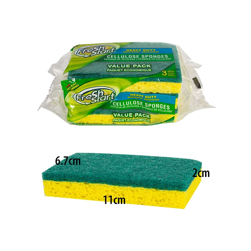 Fresh Start Sponge 3PK Cellulose Heavy Duty