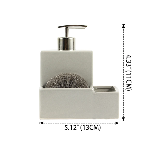38172, Ceramic soap dispensar with sponge 360ml, 191554381728