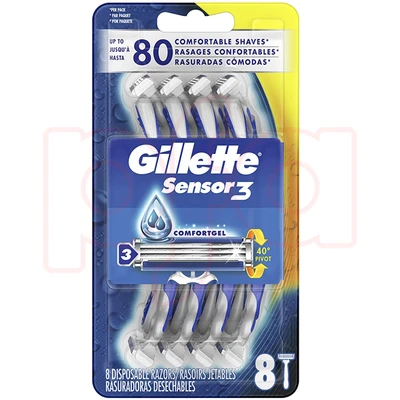 GS3-8, Gillette Sensor 3 8CT Comfort, 047400302594