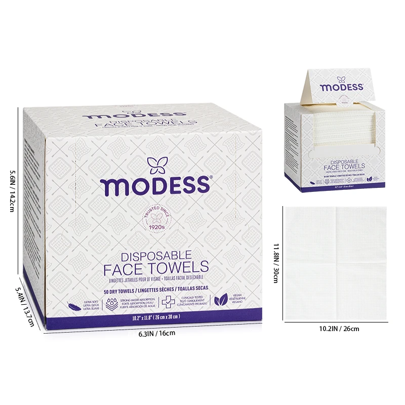 Modess Face Towel 50PCS 10.2"x11.8"