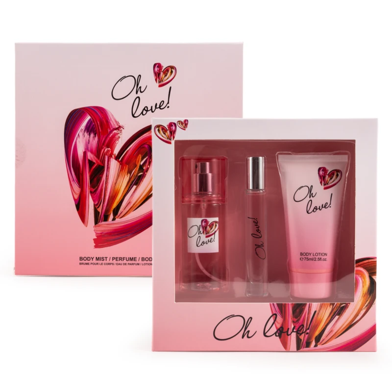 Women's 3pcs Gift Set OH LOVE! 0.27oz/8mlEDP 2.5oz/75ml Body Lotion 2.5oz/75ml Body Mist