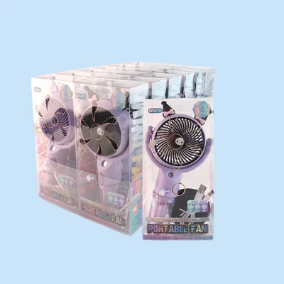 W3476, Spray Rechargeable Portable Fan Assorted Color/PDQ, 887257734762