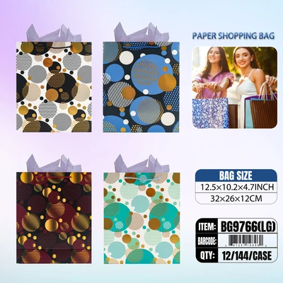 BG9766-LG, General Gift Bags LG.Assorted x4 12.5"x10.2"x3.9", 887257198960