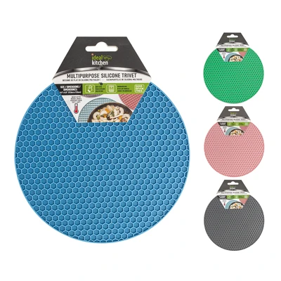 38100, Ideal Kitchen Silicone Placemat & Holder Round 7.2 inch, 191554381001