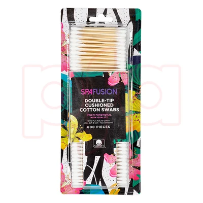 24033, Spa Fusion Cotton Swabs Wood 600CT HD, 191554240339