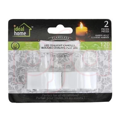 48102, Ideal Home LED Tealight 2PK Amber Light, 191554481022