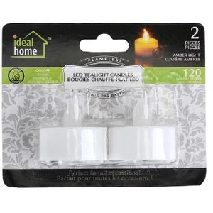 48102, Ideal Home LED Tealight 2PK Amber Light, 191554481022