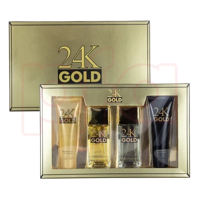 88548, Men's 4pcs XL Set 24K GOLD 4.1fl.oz/120ml×2 Shower Gel 3.4fl.oz/100ml×2 EDP, 191554885486