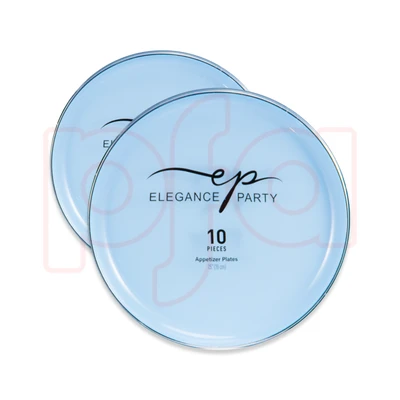 36295, EP Edge 10PK 7.5" Dinner Plate Ice Blue+Silver, 191554362956