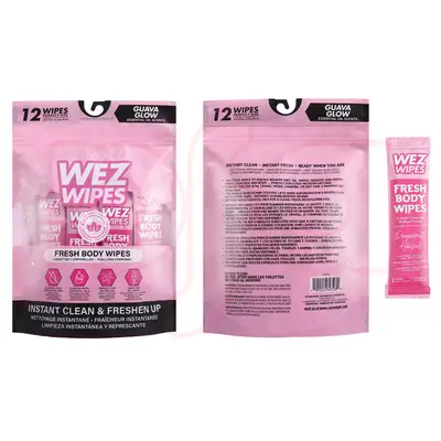 69328, WEZ WIPES  Fresh Body Wipes 12pcs Dragonfruit Hibiscus, 191554693289