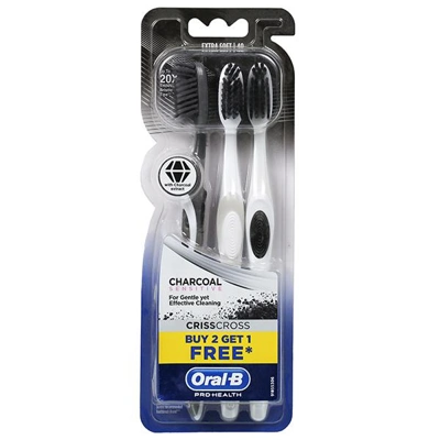 OB3CCCH, Oral-B Toothbrush 3PK CrissCross Charcoal Sensitive, 4902430833950