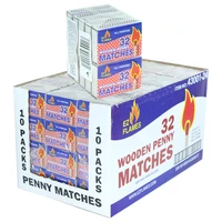 43001-24, EZ Flames Wooden Penny Matches 32Count 10Pack, 191554430013