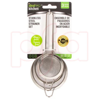 33300, Ideal Kitchen Stainless Steel Strainer 3PK, 191554333000