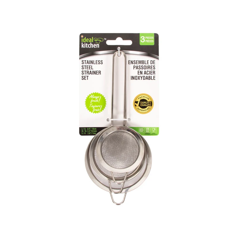 Ideal Kitchen Stainless Steel Strainer 3PK