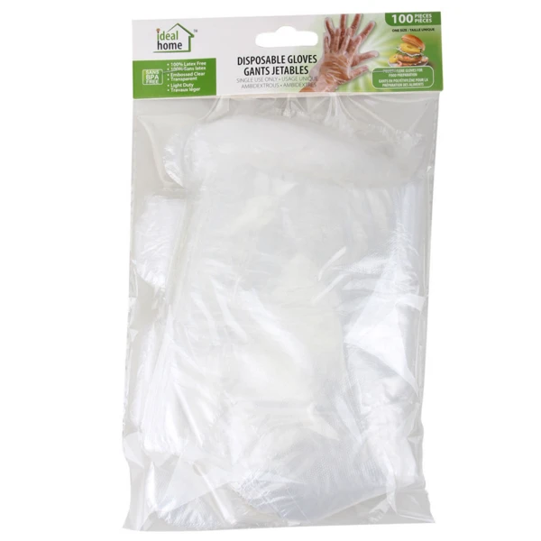 41043, Ideal Home Disposable Gloves 100PK, 191554410435