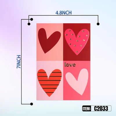 C2033, VALENTINE Premium  Greeting Card  4.7"x6.7", 887257920332