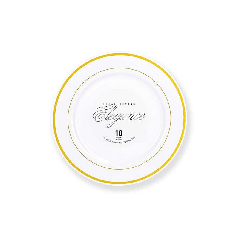 Elegance Plate 7.5" White + 2 Line Stamp Gold