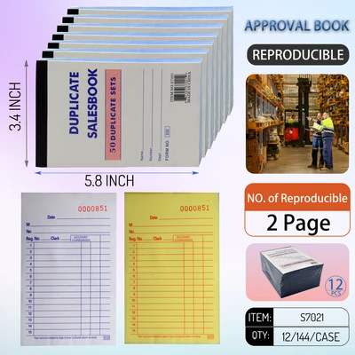 S7021, Salesbook 50/Duplicate Sheets 2-Long  Form:930  5.8"x3.4", 887257370212