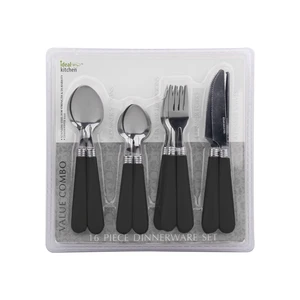 56350, Ideal Kitchen 16PK Dinnerware Set black, 191554563506
