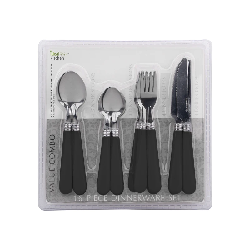 Ideal Kitchen 16PK Dinnerware Set black