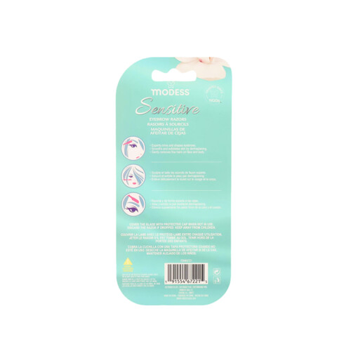 Modess Sensitive Eyebrow Razors 3-Pack with Protective Caps