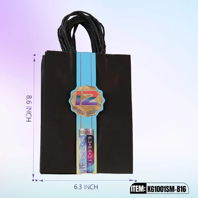 KG1001SM-B16, Kraft Bags SM. Black 8.6"x6.3"x3.1", 887258100160