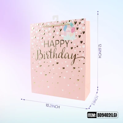 BD9402-LG, Birthday Gift Bags LG.Assorted x4  Styles 10.2"x3.9"x12.6", 887257130700
