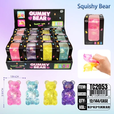 TC2053, Sugar Squeezy Relief Fidget Toys Bear Glitter 1.97"x3.15", 887258040534