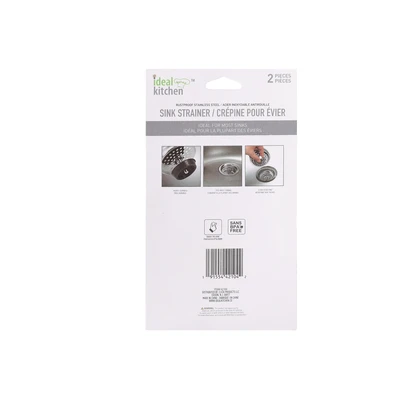 42104, Ideal Kitchen Sink Strainer Stainless Steel 2PK  - Perforated mesh, 191554421042