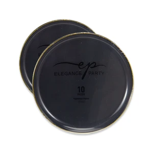 36263, Elegance Party Edge 10PK 7.5" Dinner Plate Black+Gold, 191554362635