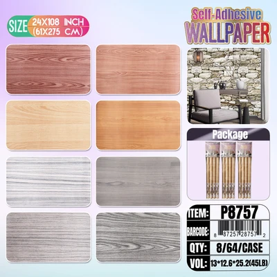 P8757, Self-Adhesive Wood Grain Wallpaper 23.6“*150 ” Total 19.7Sq Ft Roll, 887257287572