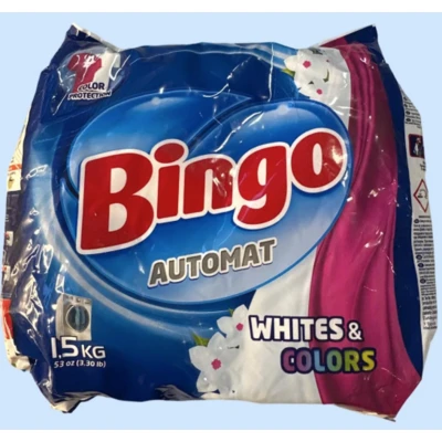 BIN-P1500AC, Bingo Laundry Powder Detergent 1.5KG All Color (3.3lbs) 50003479, 8690536920860