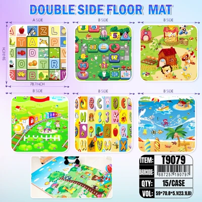 T9079, DOUBLE FLOOR LEARNING MAT MD. 双面爬爬垫 59"x71"=1.5MX1.8M, 887257190797
