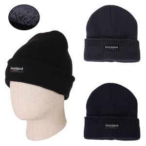 10062, Insulated Men Winter Knit Hat w/ Fur Lining, 191554100626