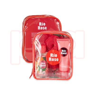 89401, Solo En Ibiza  Women's 3pcs Bag Set RIO ROSS  2.ozBubbleBath 1.7ozBodyLotion Exfoliating Sponge, 191554894013