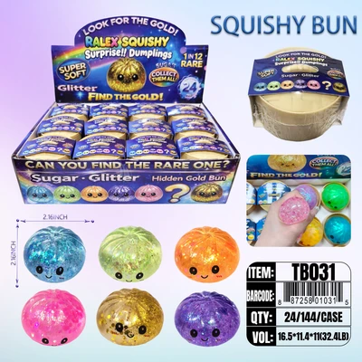 TB031, Ralex Squishy Sugar Mini-Dumplings Glitter Surprise Gold 2.17", 887258010315