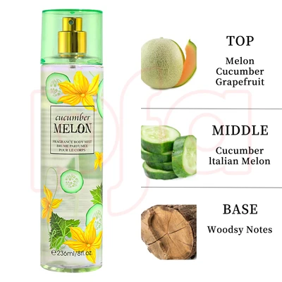 88615, Fragrance Body Mist 8 oz/236 ml Cucumber Melonfor Women - United Scents, 191554886155