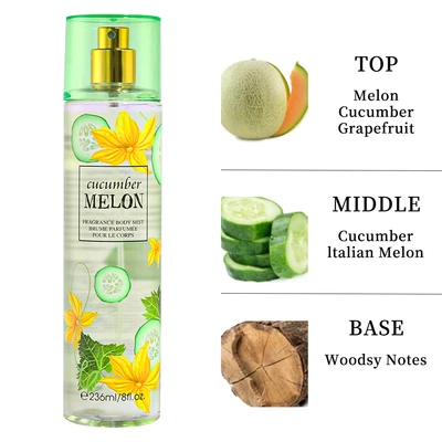 88615, Fragrance Body Mist 8 oz/236 ml Cucumber Melonfor Women - United Scents, 191554886155