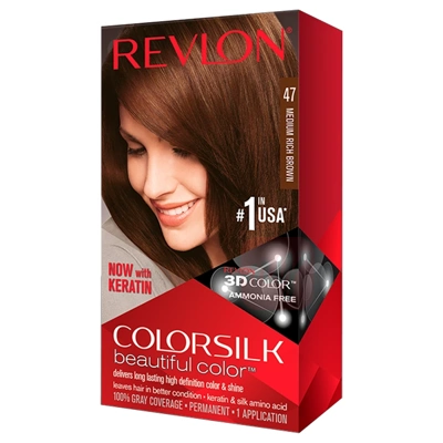 CS47, Revlon ColorSilk Hair Color #47 Med RIch Brown, 309978695479
