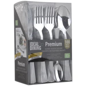 36026, Ideal Dining Silver Cutlery PVC Set 100CT, 191554360266