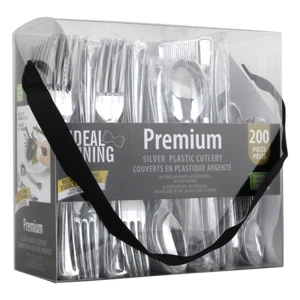 36027, Ideal Dining Silver Cutlery PVC Set 200CT HD, 191554360273