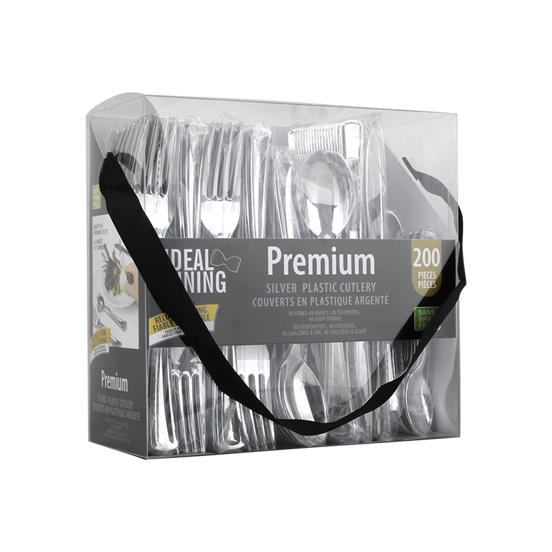 Ideal Dining Silver Cutlery PVC Set 200CT HD