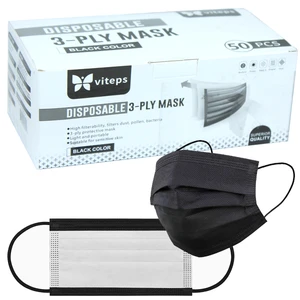 MASK2000V-BK, Viteps Disposable 3-ply Mask Black, 745051803797
